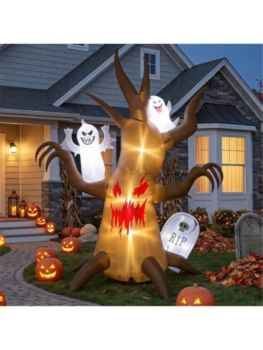 8FT Halloween Inflatable Scary Tree Decorations Blow Up Yard Decor